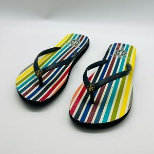 TORY BURCH WOMENS BLACK THONG FLIP FLOP SANDALS SIZE 9